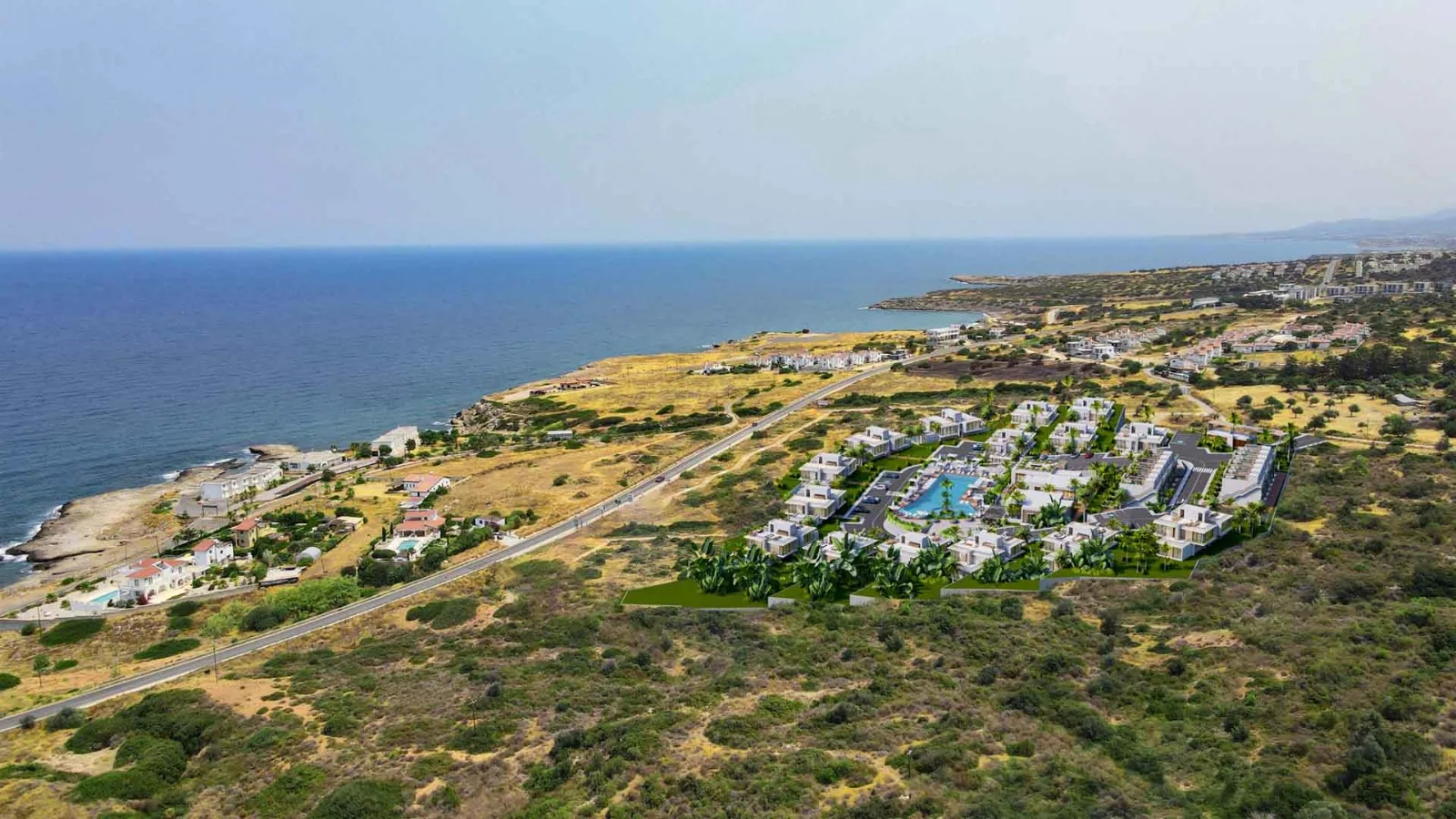 Luftaufnahme der Küstenlage von Esentepe Exclusive bei Kyrenia